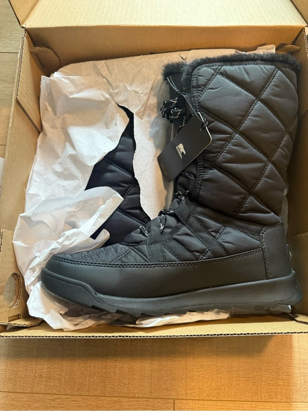 Sorel Black Quilted Faux-Fur Trim Lace-Up Winter Boot - Picture 3 of 5